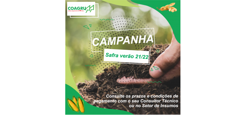Coagru comunica que está com Campanha de fornecimento de insumos para a Safra de Verão 2021/2022
